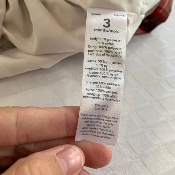 Carter's Red Plaid Taffeta Petticoat Holiday Dress, Size 3m, Christmas, Festive - Picture 6 of 7